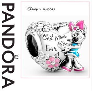 NWOT Pandora x Disney Best Mum Ever Minnie Mouse Heart Charm 791084C01